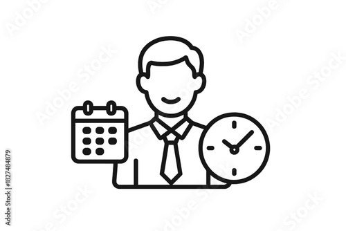 Business professional managing time and scheduling appointments with calendar and clock