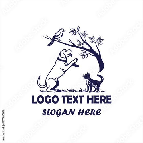 Dog Cat and Bird Pet Care Logo Vector for Veterinary Clinic, Animal Hospital and Pet Shop Branding