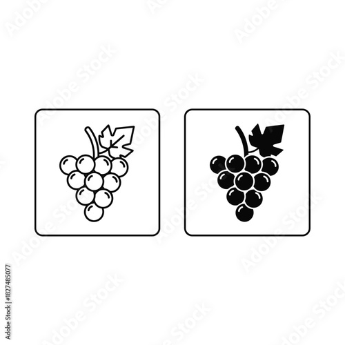 Two icons of grapes one outline and one solid black