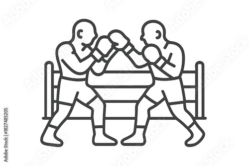 Two boxers fighting in a ring during a competitive match or training session