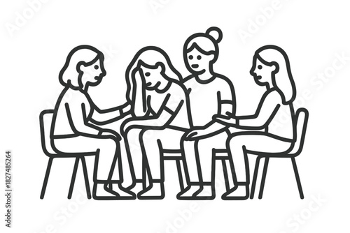 People offering comfort and emotional support to a distressed person during a group therapy session