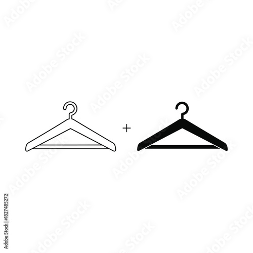 Two hand drawn wooden clothes hangers one light one dark isolated