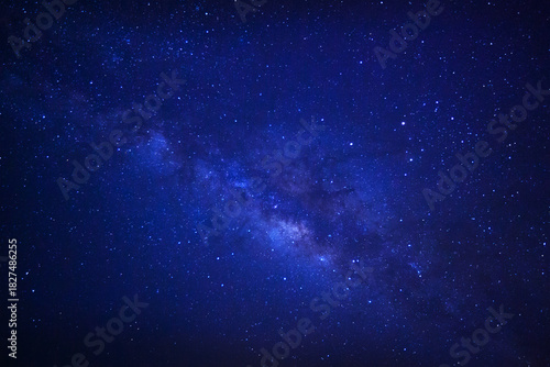 Night sky space background, Starry universe in dark blue sky, Milky way galaxy with stardust field in deep universe
