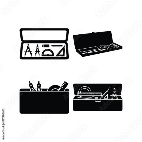 Utility Tool Container Silhouette Vector Set