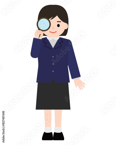 虫眼鏡（ルーペ）で調べる女の子