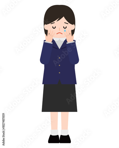 顔を覆って泣いている女の子