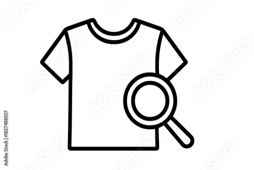 T-shirt clothing search and inspection symbol representing product research or fashion analysis
