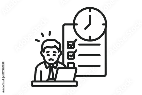 Stressed worker facing a tight deadline and overwhelming task list
