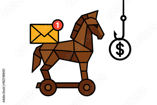 Trojan horse delivering phishing email notification with financial scam hook