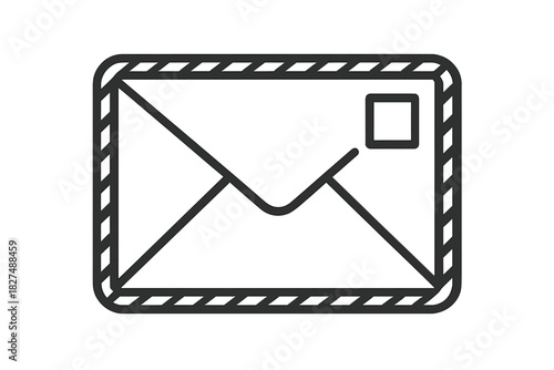 Simple black and white line drawing of a closed envelope symbolizing mail correspondence and message delivery