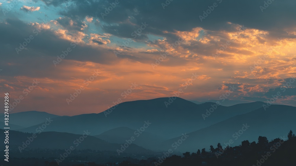 Obraz premium Mountain sunset view