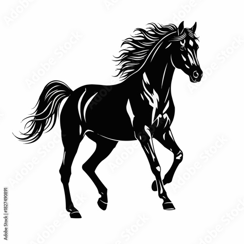 Elegant Black Horse Silhouette - A Symbol of Power and Grace.