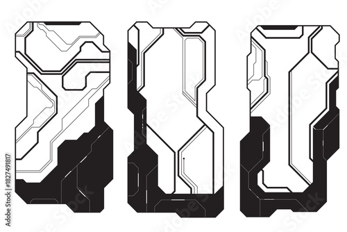 HUD futuristic black  frame bolrder game swag element pack panel cyberpunk interface.