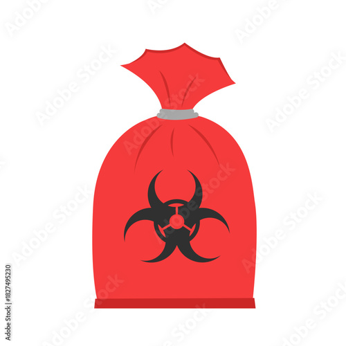 Red Biohazard Waste Container. medical waste management  concept