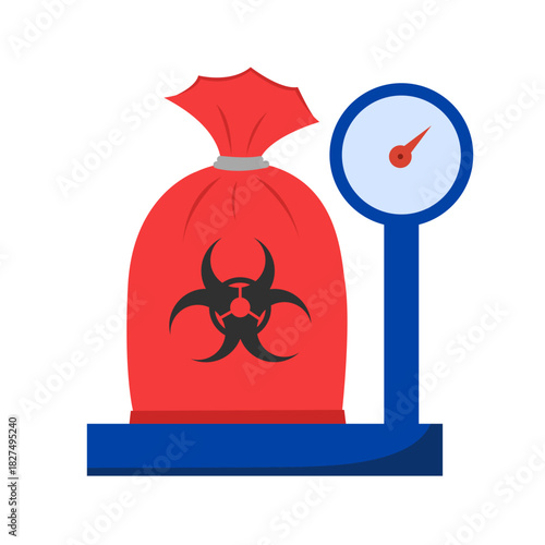 Red Biohazard Waste Container. medical waste management  concept