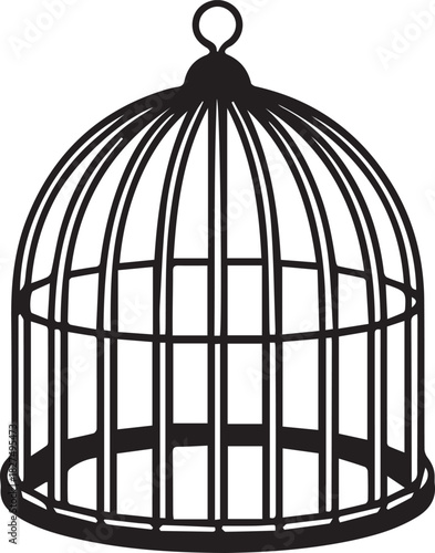 Bird Cage Silhouette Vector | Minimal Line Art