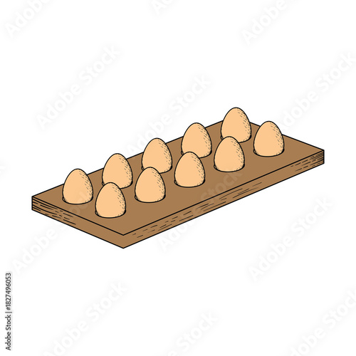 image of eggs on a shelf for selling food farm or poultry product illustration design