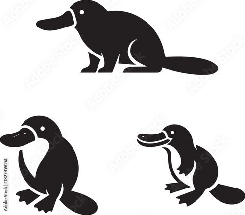 Cute River Animal Silhouette Set