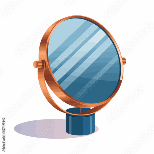 A stylized and elegant tabletop mirror reflecting light, showcasing a modern design that captures both functionality and aesthetic appeal in a minimalist artwork.