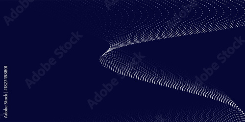 Purple background with many glowing particles. Information digital modern particles line dot glow art