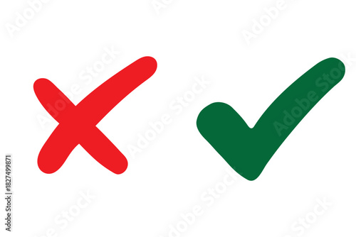Checkmark cross symbols. Checkbox false wrong icons set. Vote checkmark, cross icons, symbols set. Vector icons