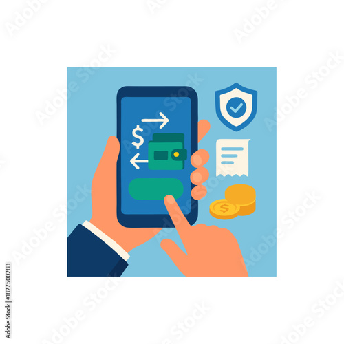 Mobile Payment Transaction On Smartphone With Credit Card And Security Shield Concept