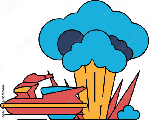 A jet ski is on a boat in the water