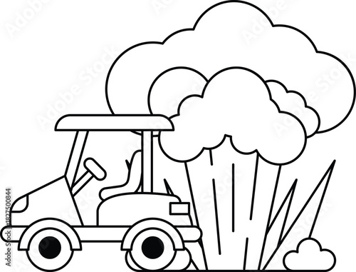 A cartoon of a car with a man driving it