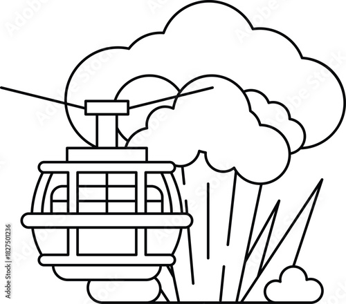 A roller coaster is suspended above a cloud of smoke