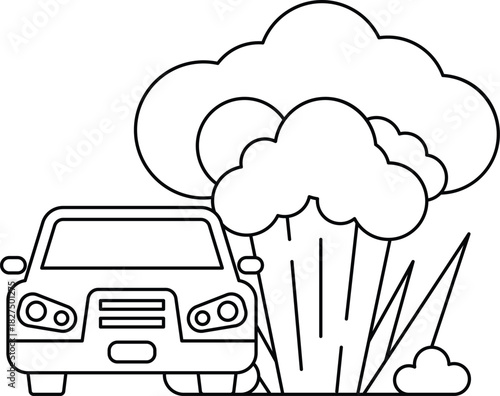 A car is shown with smoke coming out of it