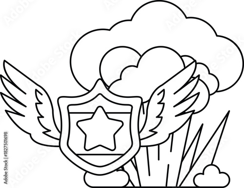 A cartoon drawing of a police officer with a shield and a star on it