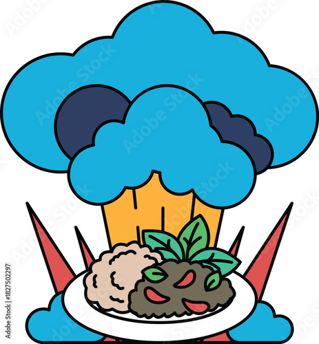 A white background with a large cloud