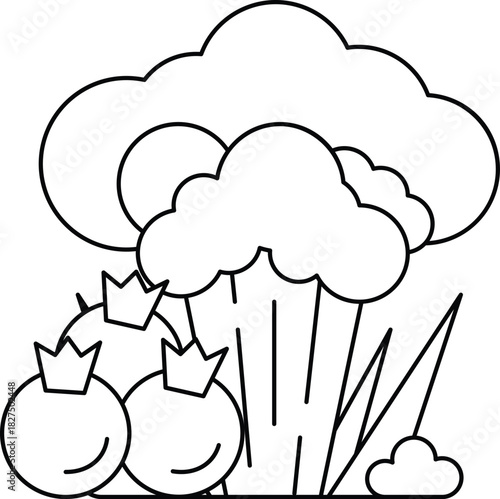 A drawing of a cloud with a bunch of vegetables in it