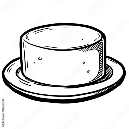 Round butter mold on a circular plate in vintage style  