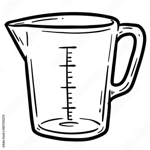 Glass measuring cup with scale for cooking and baking use  