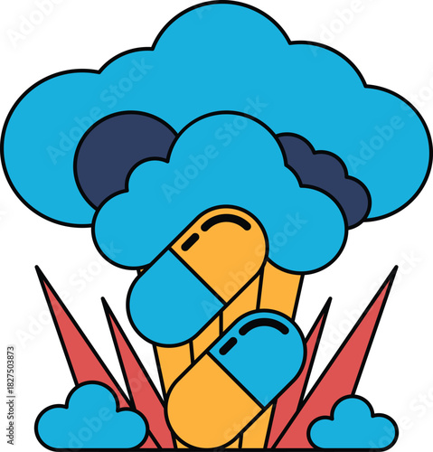 Two pills in a field of grass