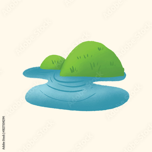 Illustration watercolor of an island