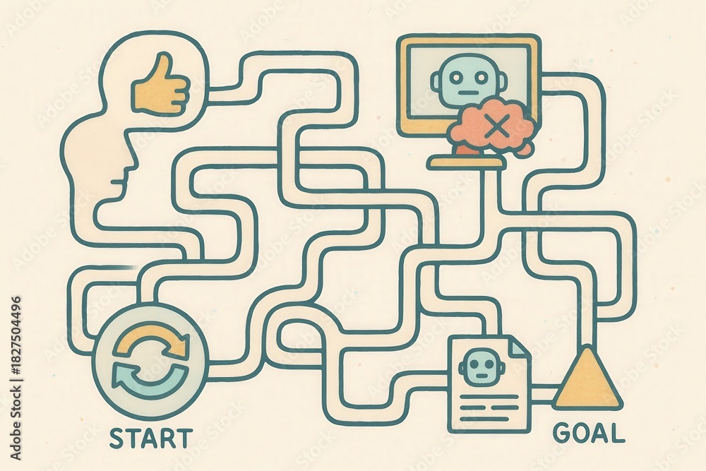 Fototapeta premium Navigating the Path to Success Through Critical Thinking and Digital Interaction Enhancing Decision Making Processes in Technology and Cognitive Engagement
