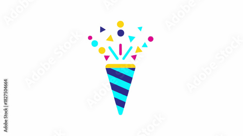 Modern Flat-Color Celebration Popper Icon Designed with Simple Lines and a Sleek Minimal Aestheti