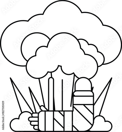 A cartoon of a person with a cast on their arm holding a stick