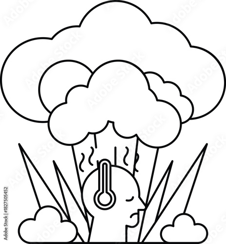 A man is wearing headphones and listening to music while standing in a field