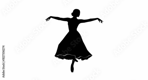 Graceful silhouette of a ballerina in a classic dance pose, elegant and poised.