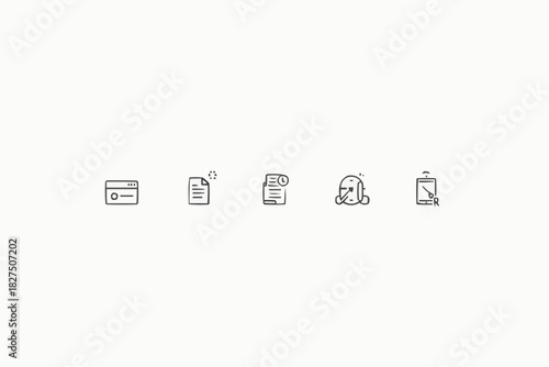Simple Handdrawn Line Style Set of Business and Technology Icons