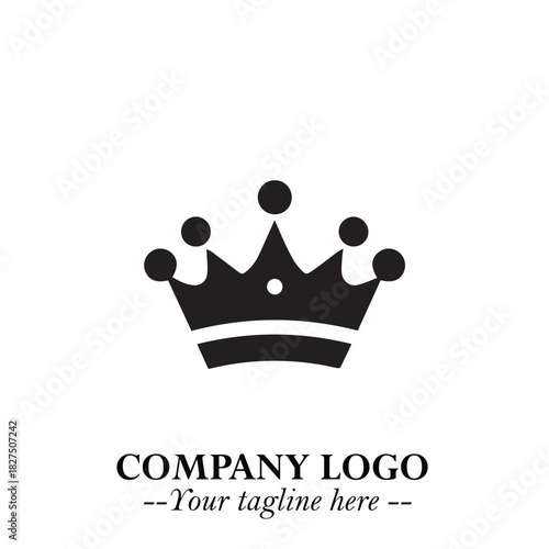 Elegant Black Crown Logo Symbol on a Clean White Background for Premium Branding Design