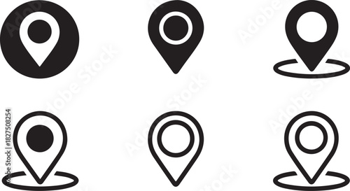 Location pin icons denote a place on a map, available on a transparent background