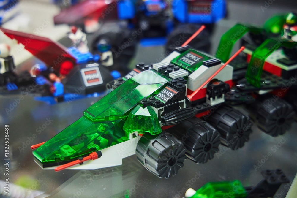 Fototapeta premium Moscow, Russia. - June 23, 2025: Lego construction kit, old models. Collection of the famous toy series