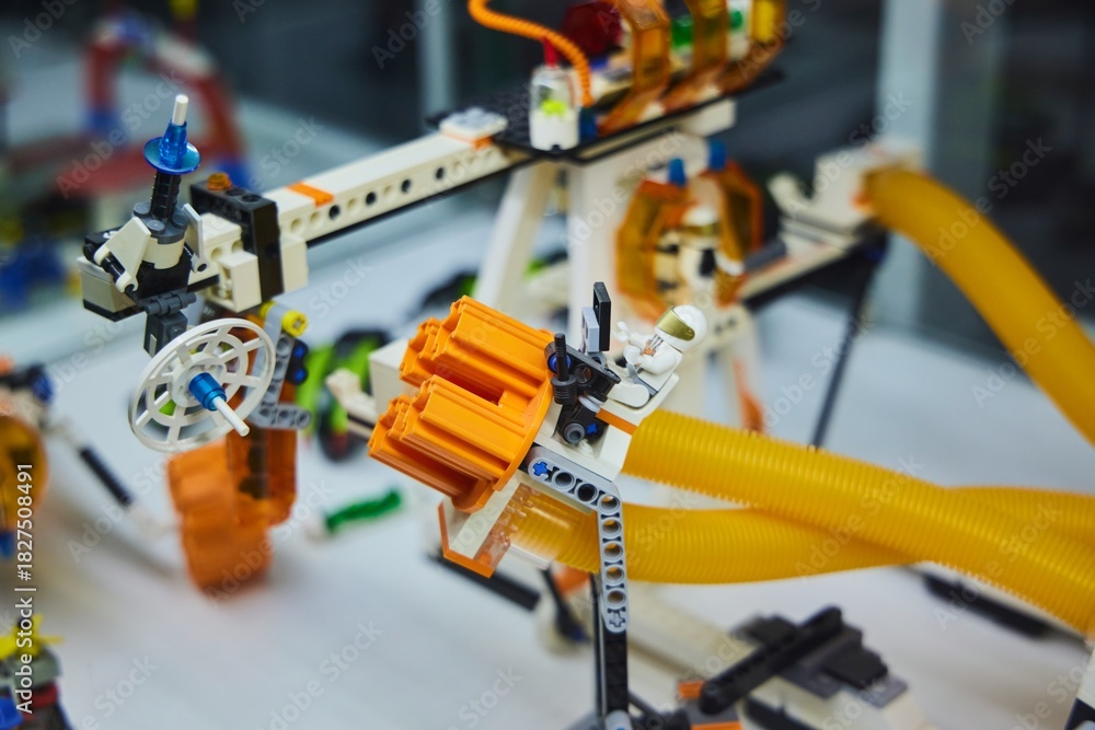 Naklejka premium Moscow, Russia. - June 23, 2025: Lego construction kit, old models. Collection of the famous toy series