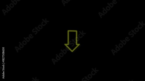 Vibrant yellow arrow points downward.  Vibrant yellow arrow pointing downward for attention and emphasis