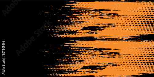 orange black brush Car sticker wrap pattern banner abstract sporty lines black orange color combination grunge brush modern pattern racing motorsport vector design. eps 10