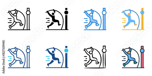 Pole Vault Pole icon set multiple style vector collection 
